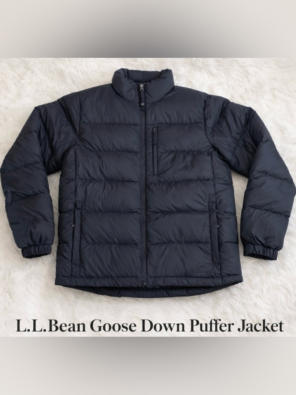 LL Bean Goose Down Puffer Jacket Mens  Winter Hiking Coat Black Small Like New